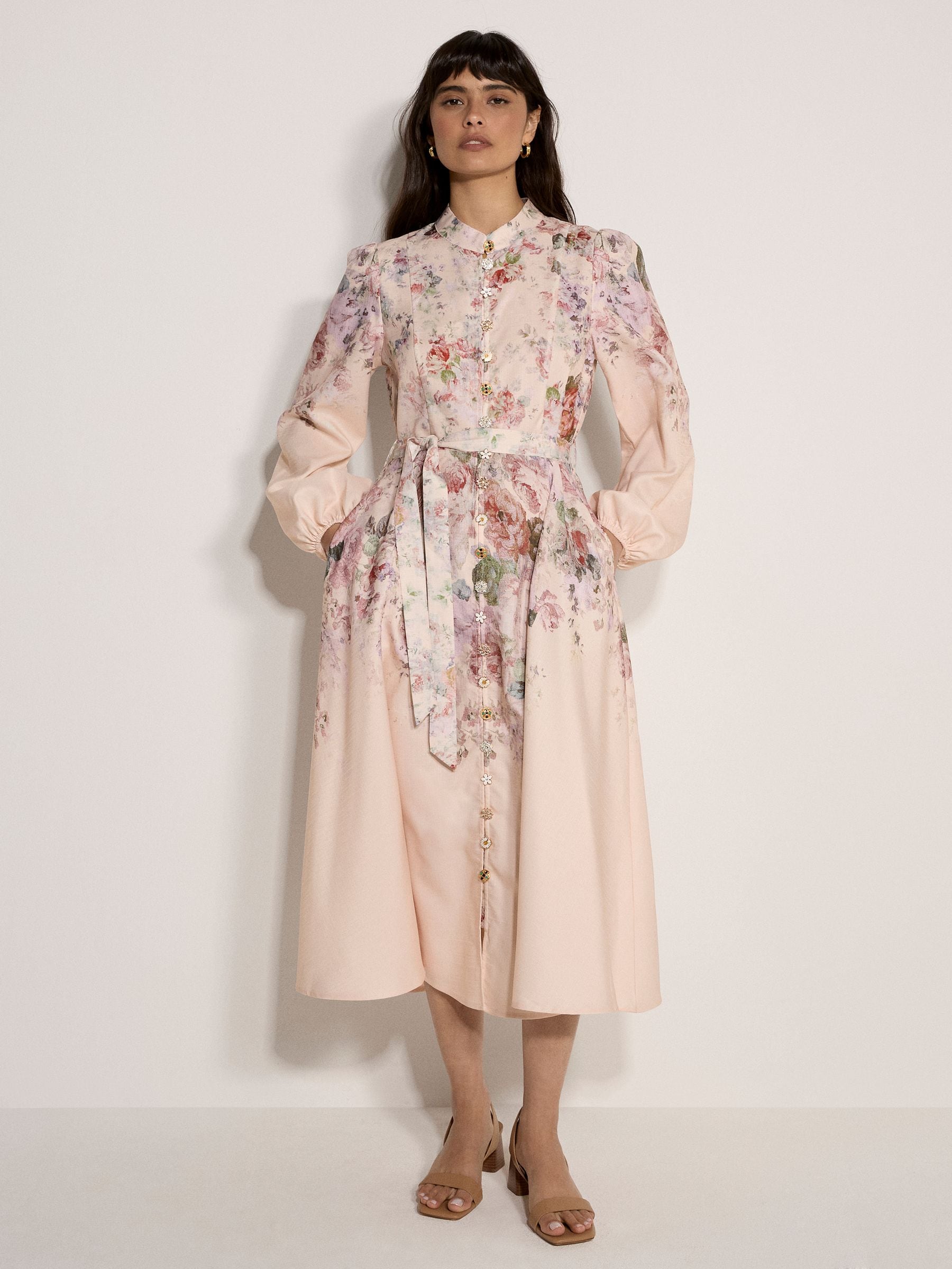 Buy Apricot Pink Vintage Floral Midi Dress from Next Canada