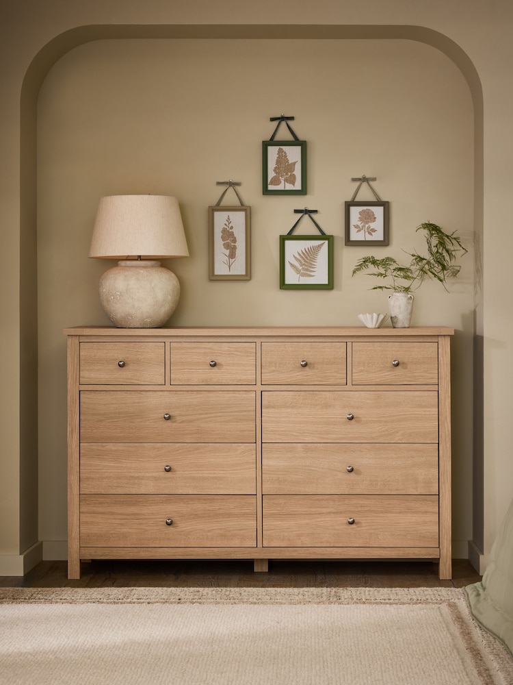 Natural Oak Effect Malvern 10 Drawer Chest of Drawers - Image 1 of 4 Natural Oak Effect Malvern 10 Drawer Chest of Drawers - Image 1 of 4
