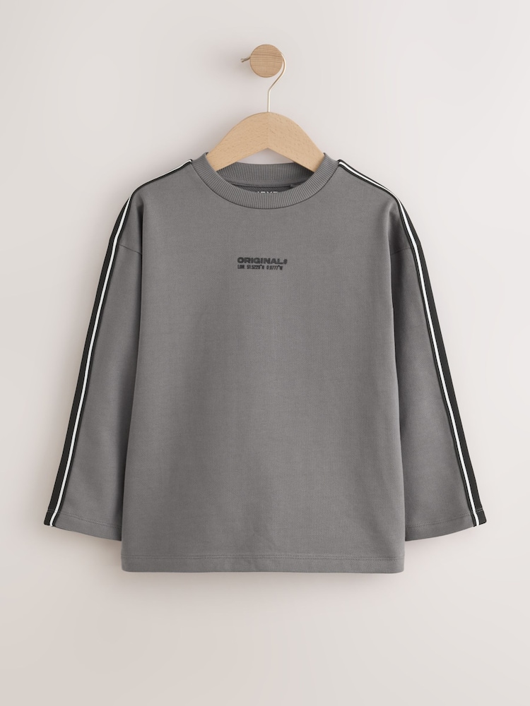 Black/White/Grey Sport Stripe Long Sleeve T-Shirt 3 Pack (3-16yrs) - Image 2 of 7 Black/White/Grey Sport Stripe Long Sleeve T-Shirt 3 Pack (3-16yrs) - Image 2 of 7