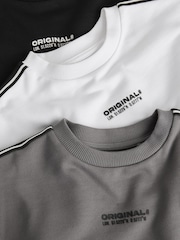 Black/White/Grey Sport Stripe Long Sleeve T-Shirt 3 Pack (3-16yrs) - Image 6 of 7