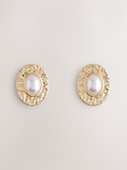 Gold Tone Resin Heritage Oval Stud Earrings - Image 1 of 3