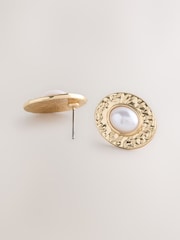 Gold Tone Resin Heritage Oval Stud Earrings - Image 2 of 3
