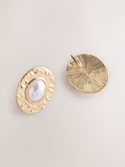 Gold Tone Resin Heritage Oval Stud Earrings - Image 3 of 3