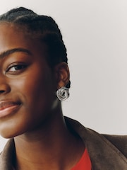 Silver Tone Heritage Twist Statement Stud Earrings - Image 3 of 6