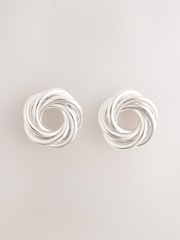 Silver Tone Heritage Twist Statement Stud Earrings - Image 4 of 6