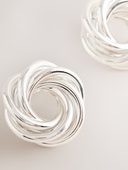Silver Tone Heritage Twist Statement Stud Earrings - Image 5 of 6