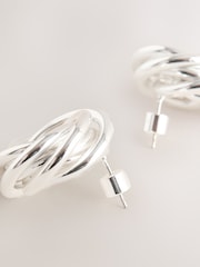Silver Tone Heritage Twist Statement Stud Earrings - Image 6 of 6