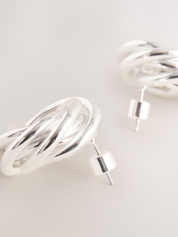 Silver Tone Heritage Twist Statement Stud Earrings - Image 6 of 6
