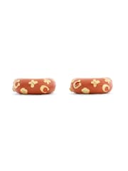 COACH Gold Tone Signature C Floral Chubby Hoop Earrings - Image 4 of 4