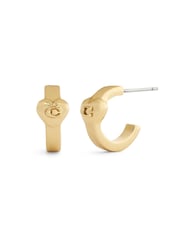 COACH Gold Tone Signature C Heart Huggie Earrings - Image 1 of 4