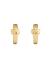 COACH Gold Tone Signature C Heart Huggie Earrings - Image 3 of 4