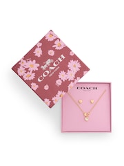 COACH Gold Tone Signature C Heart Boxed Jewellery Set - Image 2 of 6