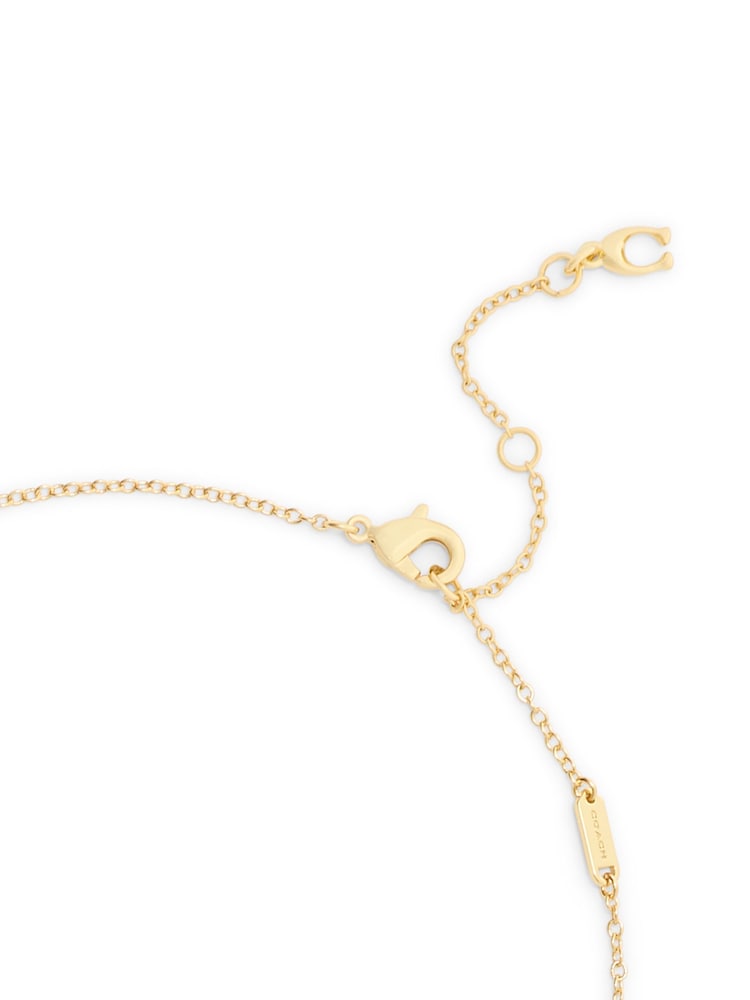 COACH Gold Tone Signature Pearl Cherry Pendant Necklace - Image 2 of 5 COACH Gold Tone Signature Pearl Cherry Pendant Necklace - Image 2 of 5