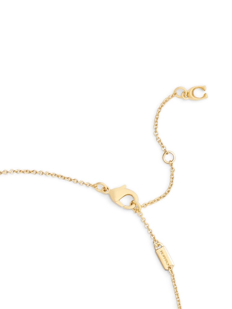 COACH Gold Tone Signature C Tea Rose Necklace - Image 4 of 4
