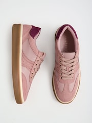 Love & Roses Pink Standard Fit Faux Leather Comfort Lace Up Trainers - Image 1 of 6