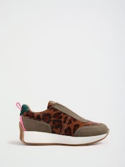 Love & Roses Khaki Green Elasticated Slip on Jogger Trainers - Image 3 of 6