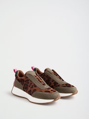 Love & Roses Khaki Green Elasticated Slip on Jogger Trainers - Image 4 of 6