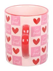 Something Different Pink Love Yourself Checkered Mug with Heart Handle - Image 4 of 4