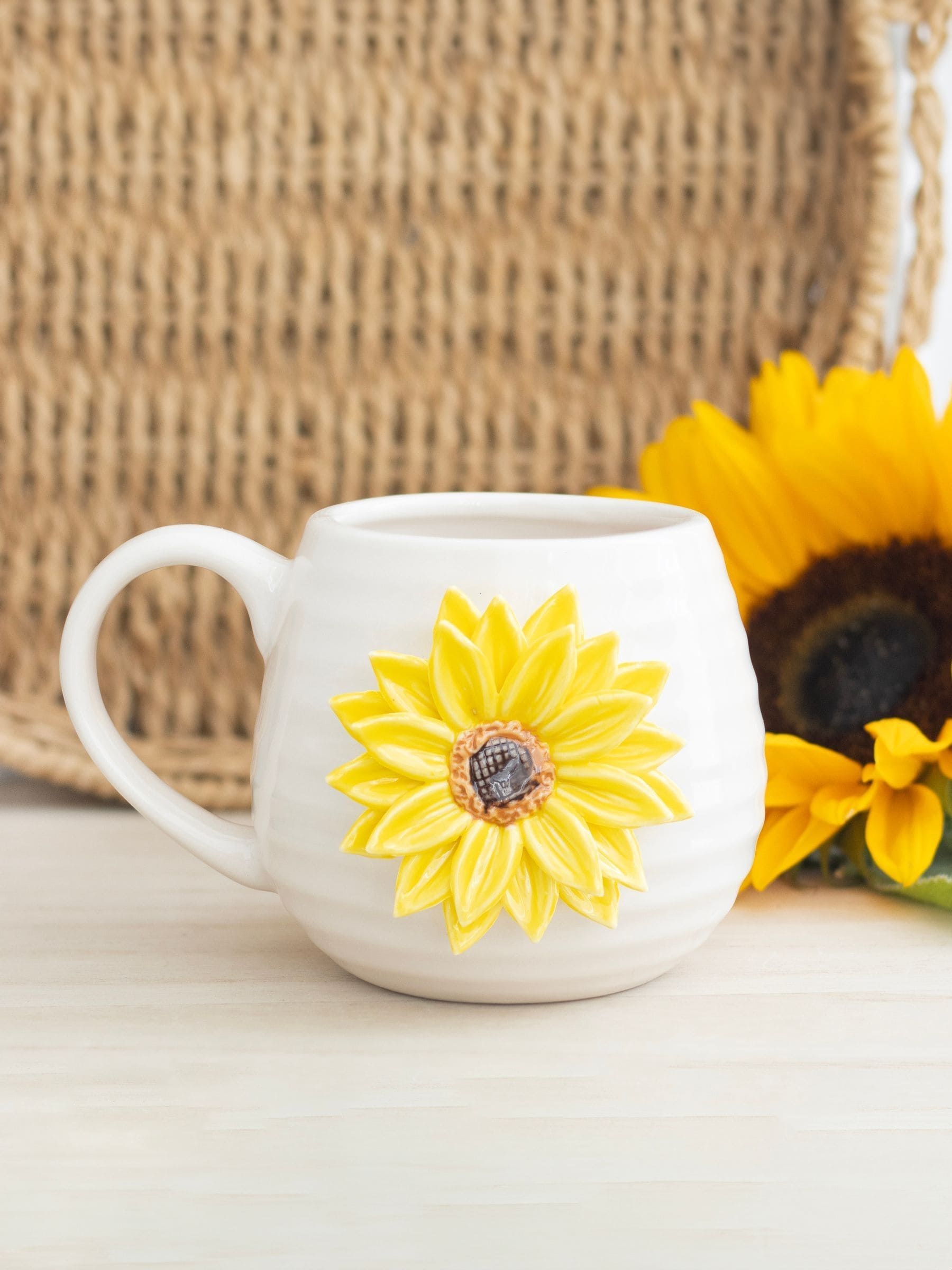 Hello Sunshine Rounded Mug with Sunflower Novelty Drinkware Gift - Image 2