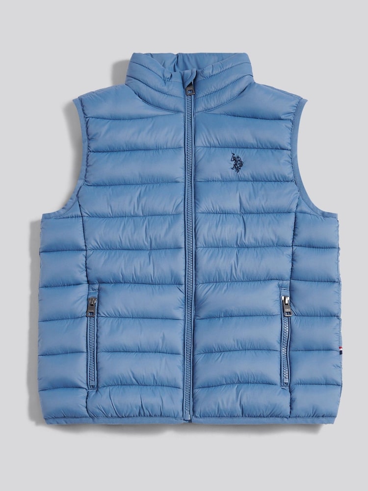 U.S. Polo Assn. Steel Blue Lightweight Quilted Gilet - Image 1 of 4 U.S. Polo Assn. Steel Blue Lightweight Quilted Gilet - Image 1 of 4