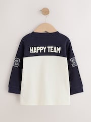 Navy Varsity Colourblock Long Sleeve Back Graphic T-Shirt (3mths-10yrs) - Image 6 of 8