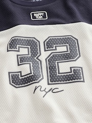 Navy Varsity Colourblock Long Sleeve Back Graphic T-Shirt (3mths-10yrs) - Image 8 of 8