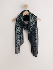 Green Leopard Print Lightweight Scarf - Image 1 of 3
