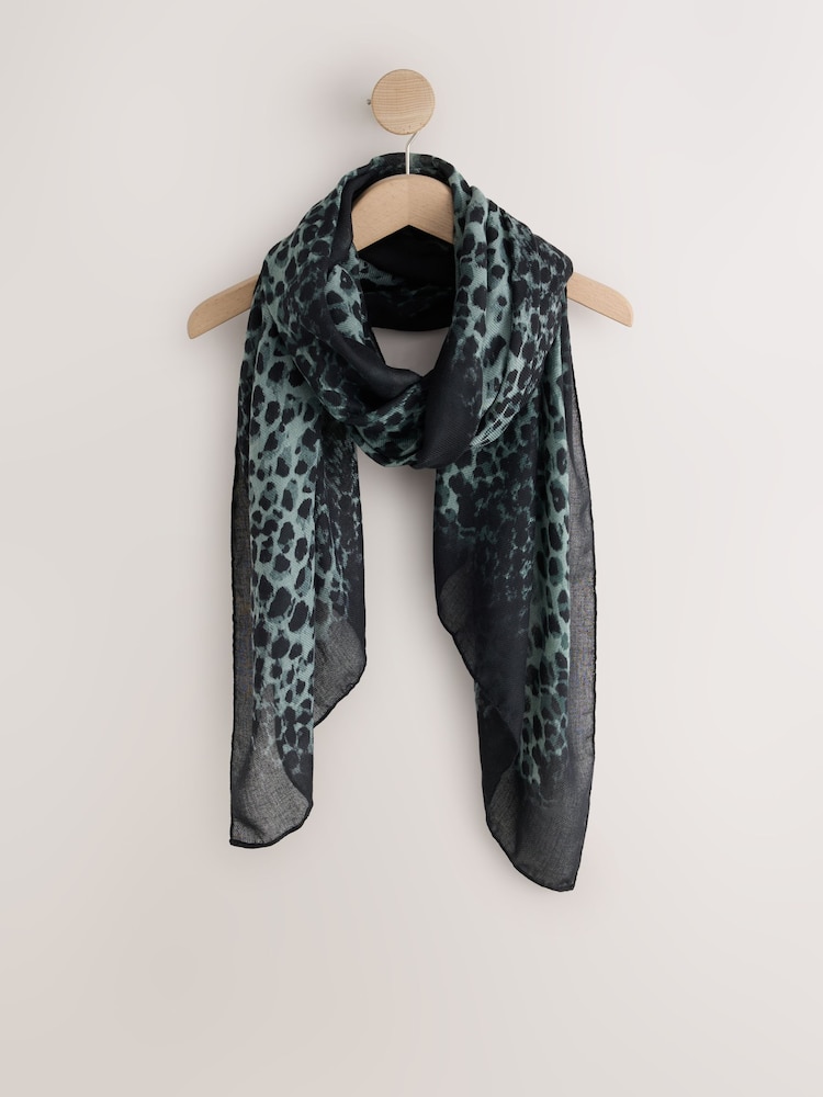 Green Leopard Print Lightweight Scarf - Image 1 of 3