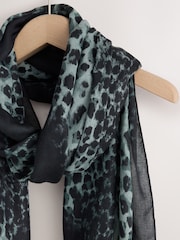 Green Leopard Print Lightweight Scarf - Image 2 of 3