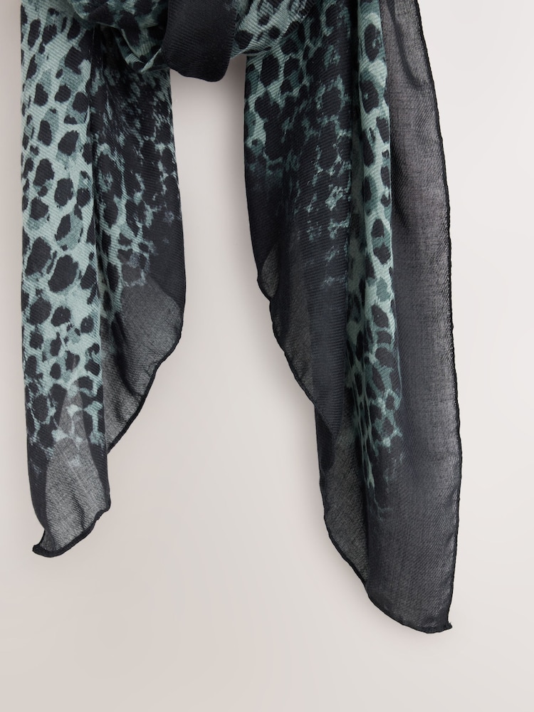 Green Leopard Print Lightweight Scarf - Image 3 of 3
