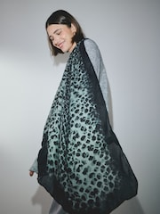 Green Leopard Print Lightweight Scarf - Image 4 of 8