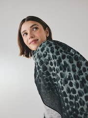 Green Leopard Print Lightweight Scarf - Image 5 of 8