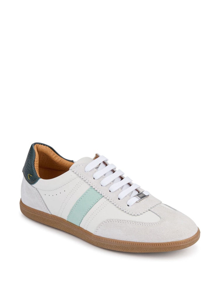 Jones Bootmaker White/Green Artea Leather Trainers - Image 2 of 5