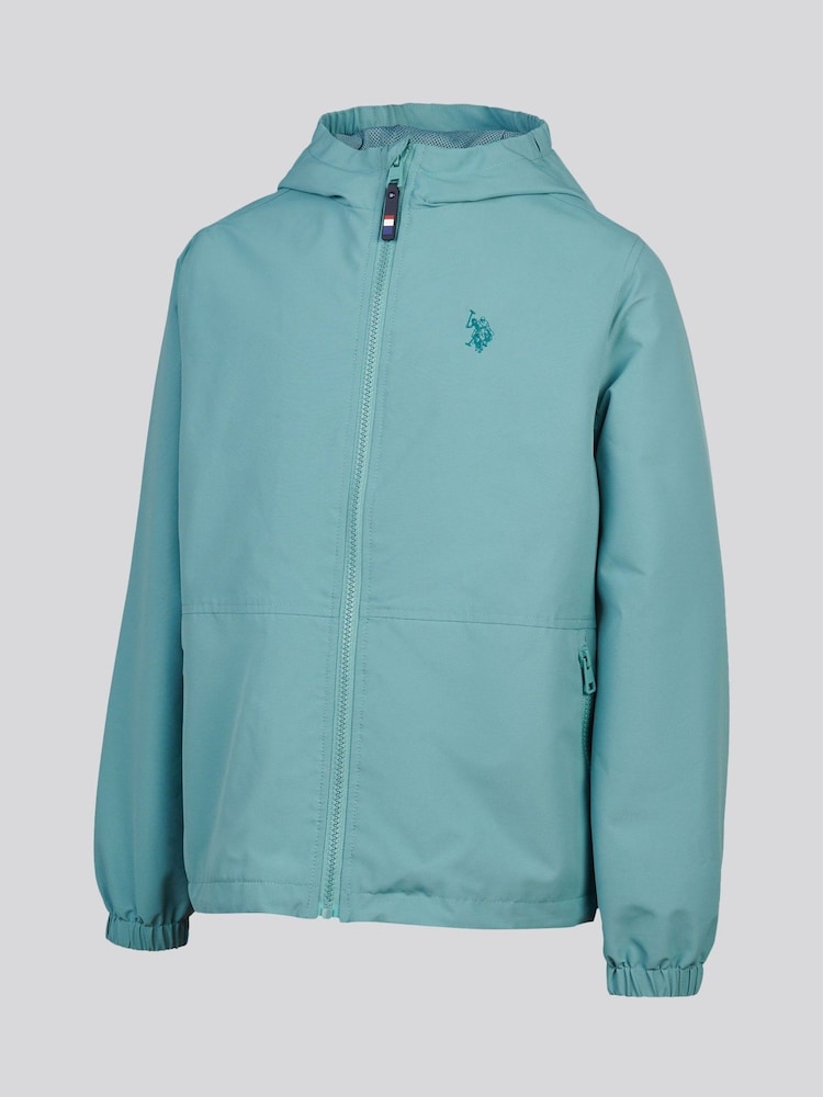 U.S. Polo Assn. Teal Blue Mesh Lined Hooded Windbreaker Jacket - Image 2 of 6