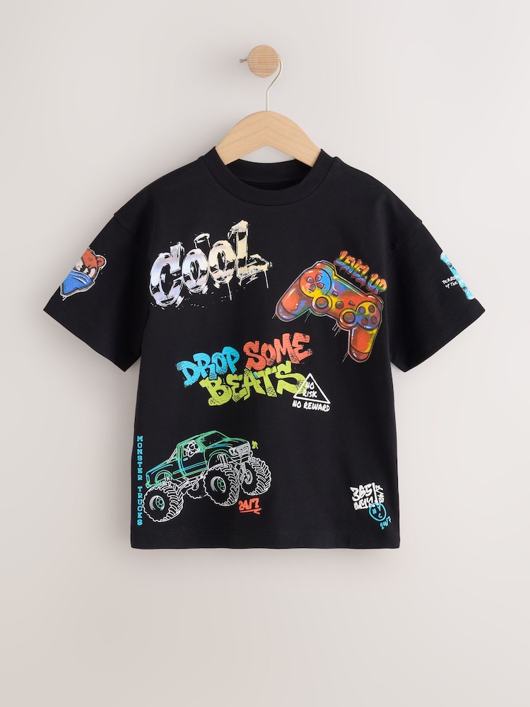 Black Mixed Graffiti - Kortermet t-skjorte med grafikk (3–16år) - Bilde 1 av 4
