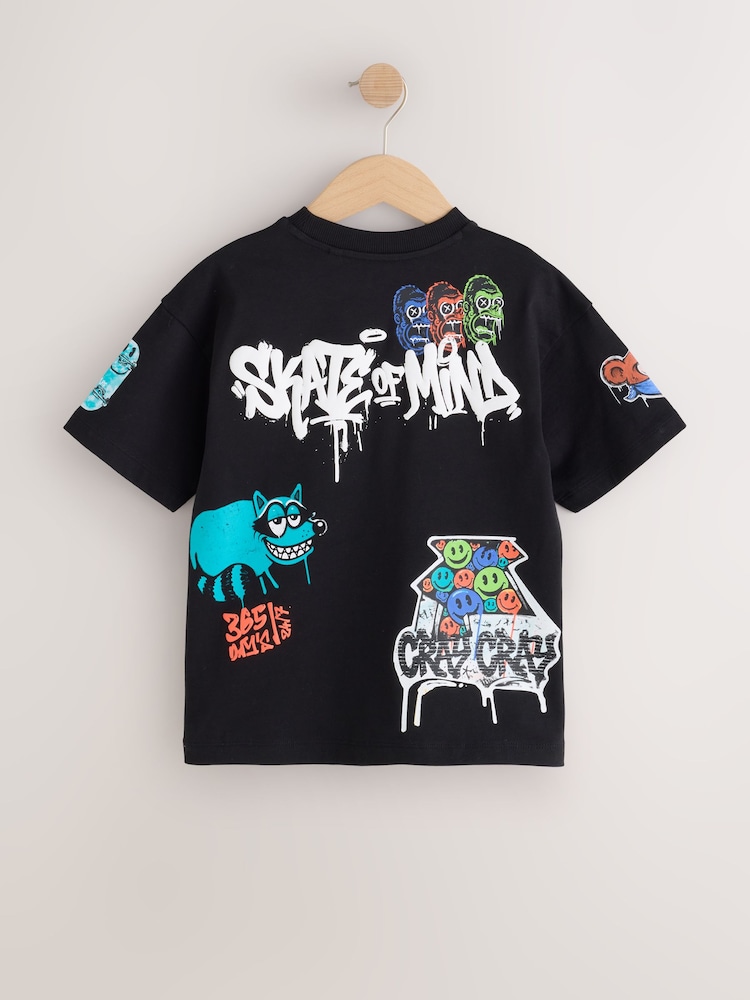 Black Mixed Graffiti - Kortermet t-skjorte med grafikk (3–16år) - Bilde 2 av 4