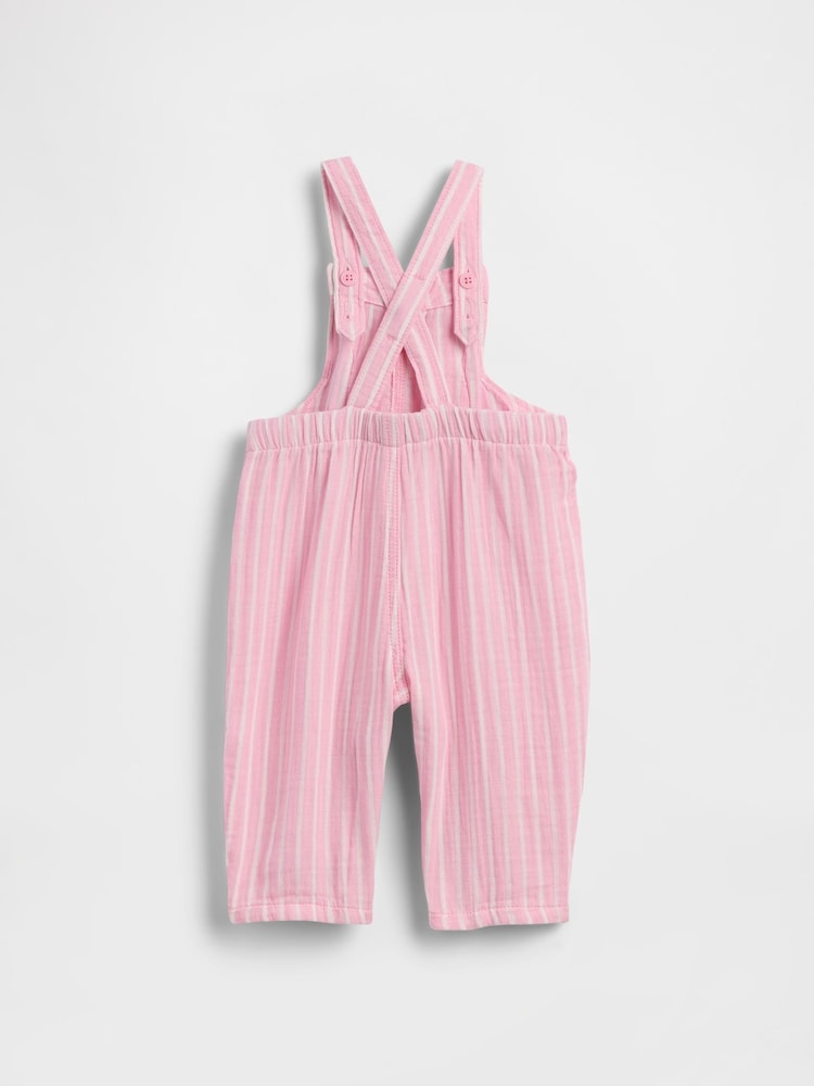 Pink stripe Cotton-Gauze Brannan Bear Overalls (0mths-2yrs) - Image 2 of 2