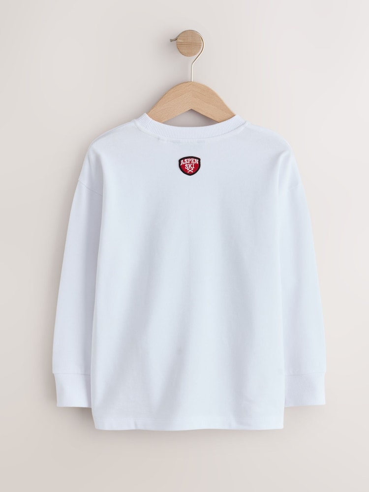 White Heavyweight Relaxed Fit Graphic Long Sleeve Cotton T-Shirt (3-16yrs) - Image 2 of 4 White Heavyweight Relaxed Fit Graphic Long Sleeve Cotton T-Shirt (3-16yrs) - Image 2 of 4