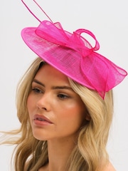 Jon Richard Pink Fuschia Woven Bow Fascinator - Image 1 of 3