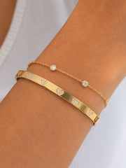 Jon Richard Gold Tone Crystal Heart Bangle - Image 2 of 2