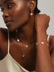 Jon Richard Pink Gold Tone Station Clover Necklace - Image 2 of 2