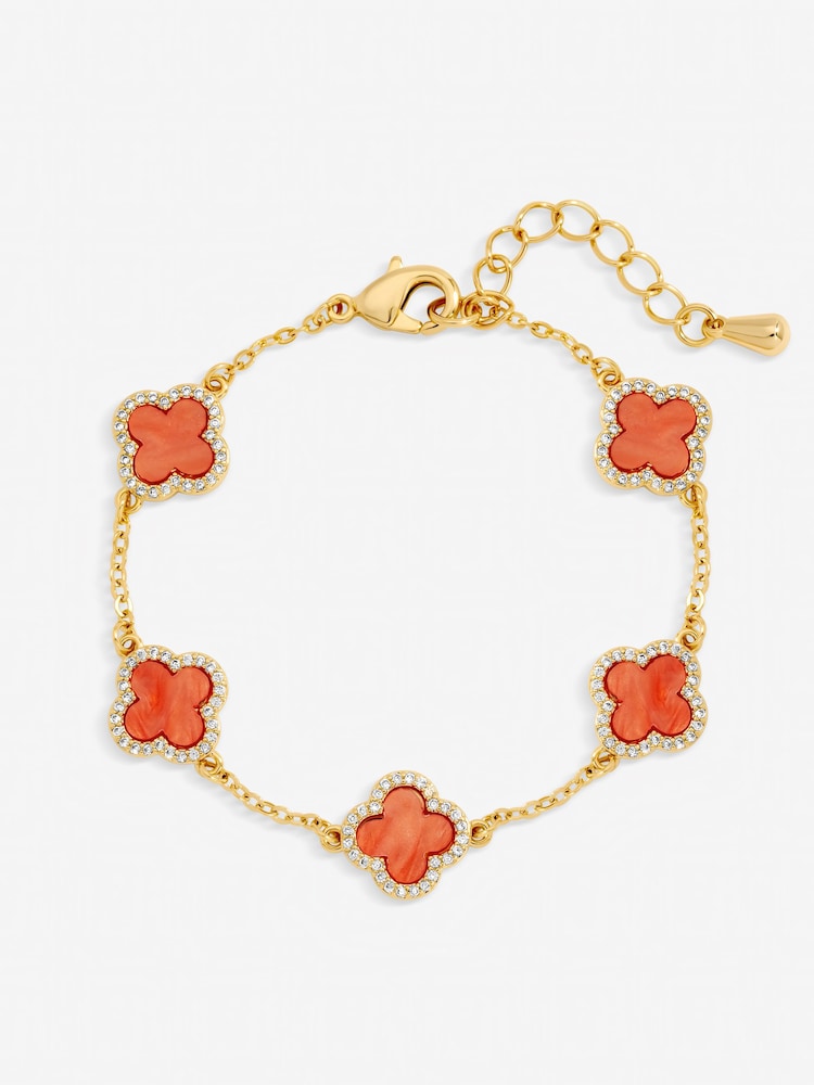 Jon Richard Coral Gold Tone Clover Bracelet - Image 3 of 3