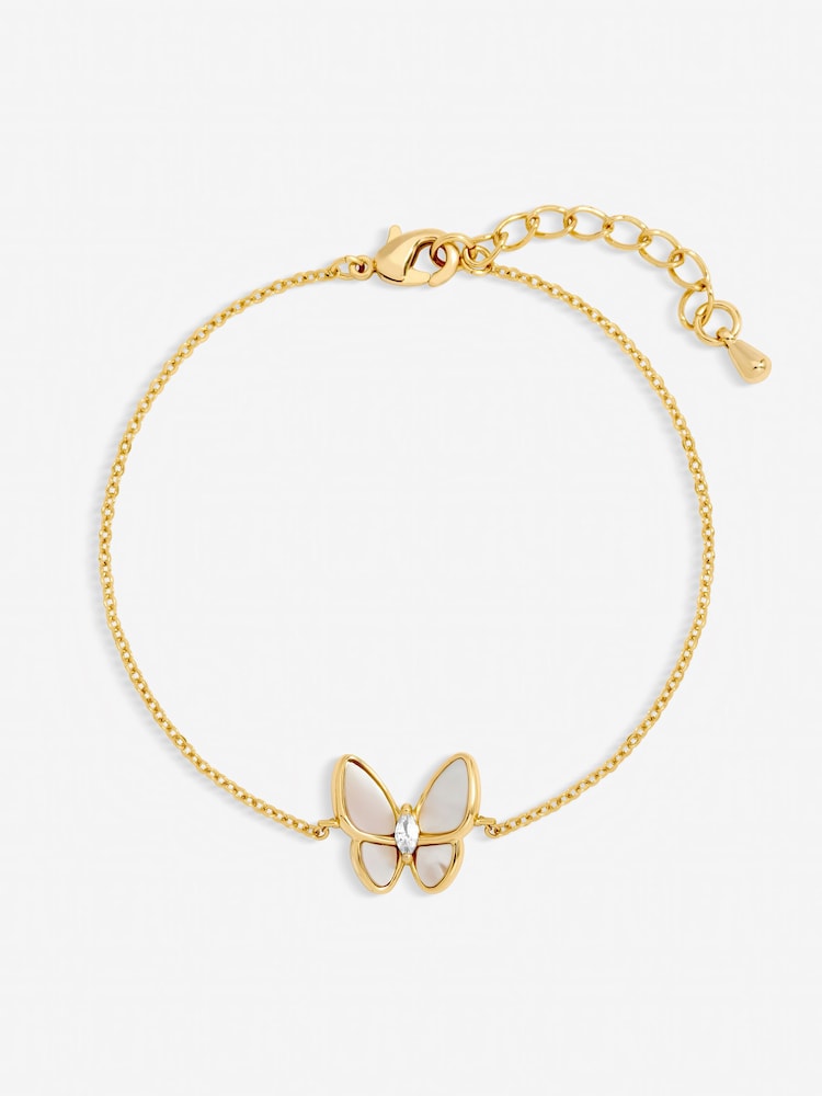 Jon Richard Gold Tone Pave and Mother of Pearl Butterfly Bracelet - Image 3 of 3