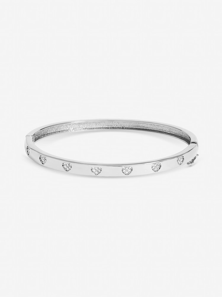 Jon Richard Silver Tone Crystal Heart Bangle - Image 1 of 1