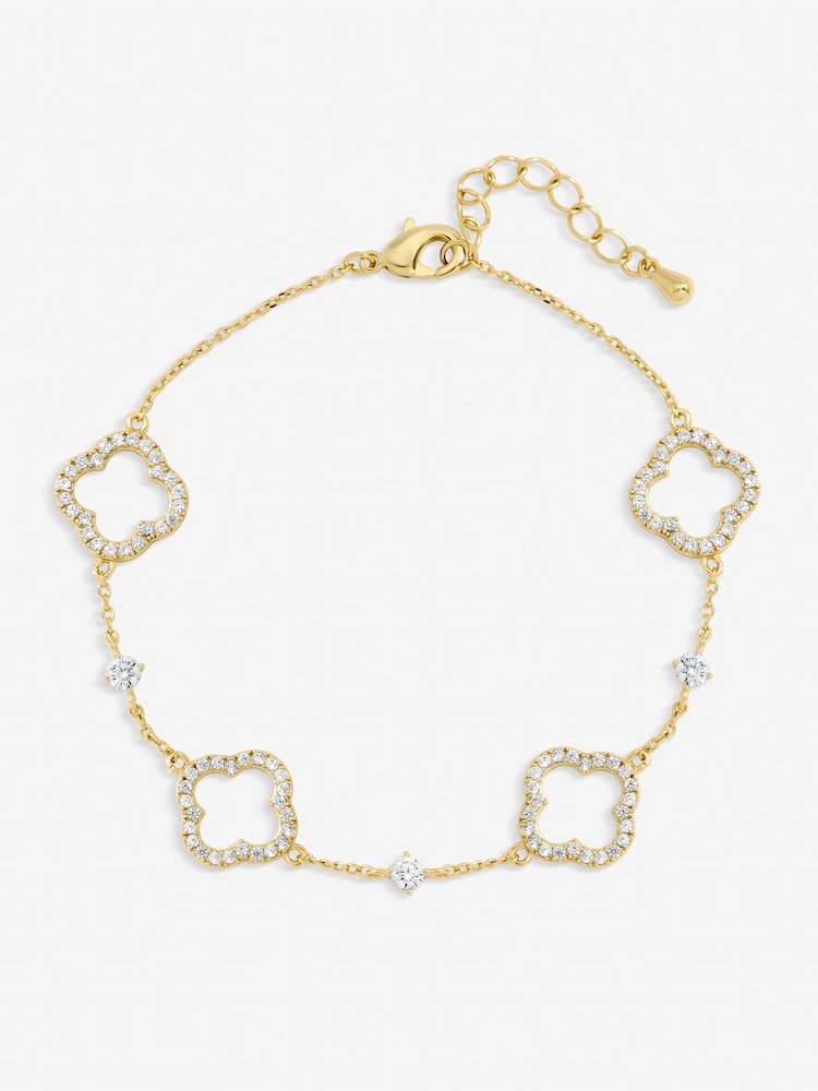 Jon Richard Gold Tone Pave and Crystal Open Clover Bracelet - Image 1 of 4