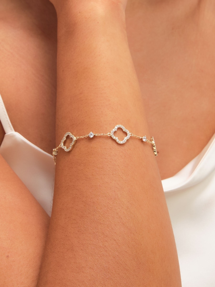 Jon Richard Gold Tone Pave and Crystal Open Clover Bracelet - Image 4 of 4