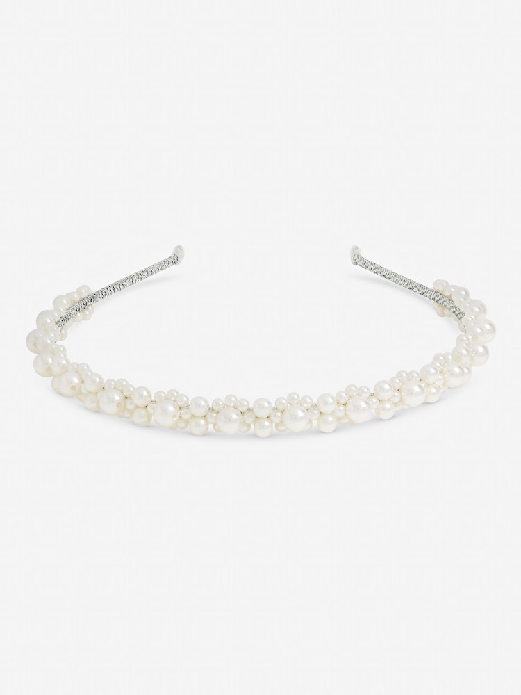 Jon Richard Silver Mixed Pearl Headband - Image 1 of 3
