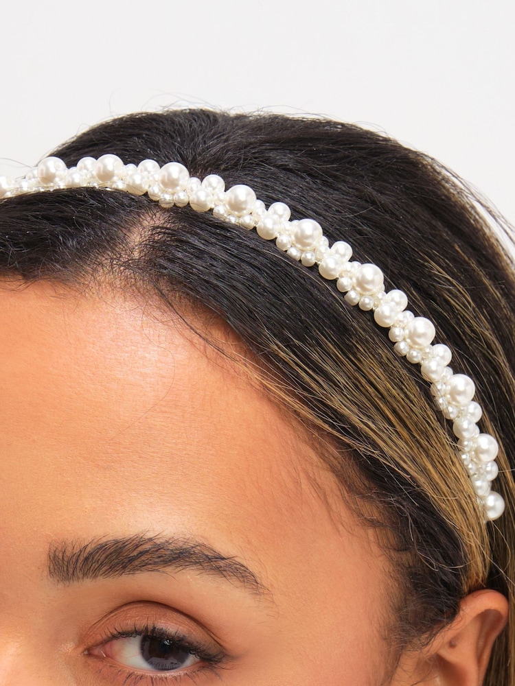 Jon Richard Silver Mixed Pearl Headband - Image 3 of 3