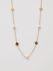Jon Richard Waterproof Pearl and Floral Station Necklace - Imagen 1 de 3