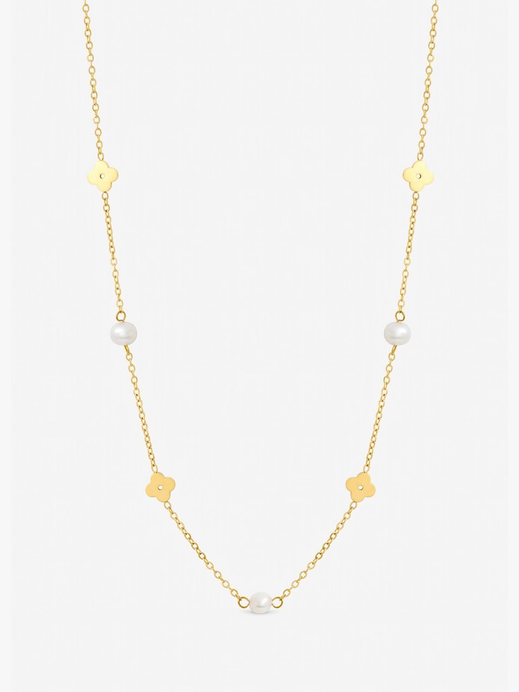 Jon Richard Waterproof Pearl and Floral Station Necklace - Imagen 3 de 3